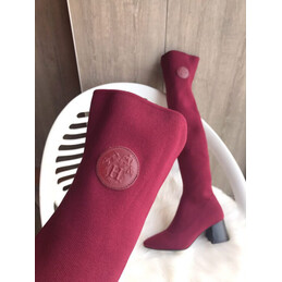 Replica Hermes Burgundy Knee High Boot