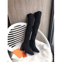 Replica Hermes Black Heeled Knee High Boot