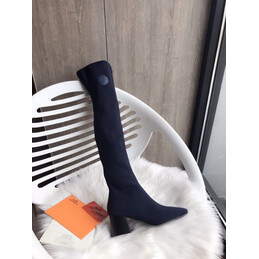 Replica Hermes Black Heeled Knee High Boot