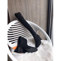Replica Hermes Black Heeled Knee High Boot