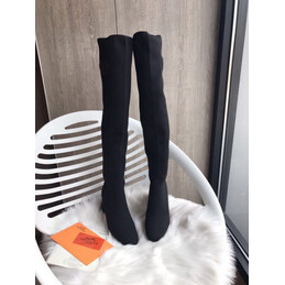 Replica Hermes Black Heeled Knee High Boot
