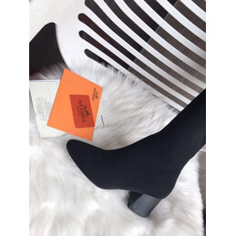 Replica Hermes Black Heeled Knee High Boot