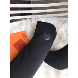 Replica Hermes Black Heeled Knee High Boot