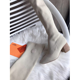 Replica Hermes Cream Knee High Boot