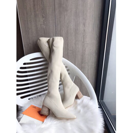 Replica Hermes Cream Knee High Boot