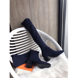 Replica Hermes Navy Knee High Boot
