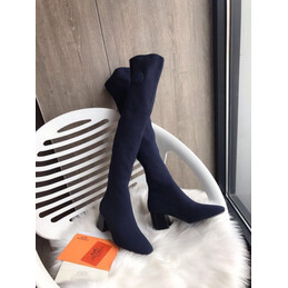 Replica Hermes Navy Knee High Boot
