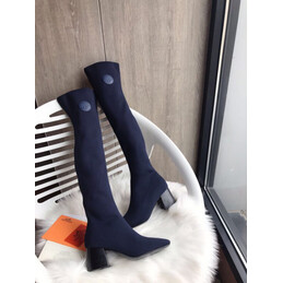 Replica Hermes Navy Knee High Boot