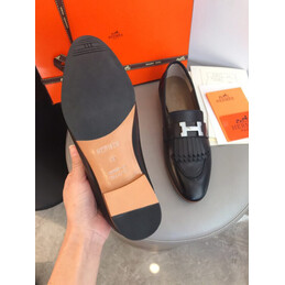 Replica Hermes Black Contrast H Buckle Loafer