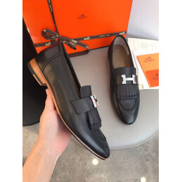 Replica Hermes Black Contrast H Buckle Loafer