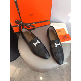 Replica Hermes Black Contrast H Buckle Loafer