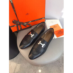 Replica Hermes Black Contrast H Buckle Loafer
