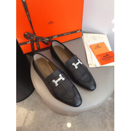 Replica Hermes Black Contrast H Buckle Loafer