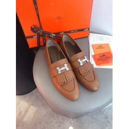 Replica Hermes Tan Stitched H Buckle Loafer