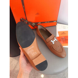 Replica Hermes Tan Stitched H Buckle Loafer