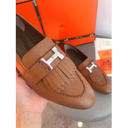 Replica Hermes Tan Stitched H Buckle Loafer