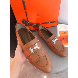 Replica Hermes Tan Stitched H Buckle Loafer