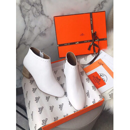 Replica Hermes White Logo Print Ankle Boot