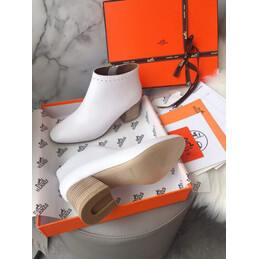 Replica Hermes White Logo Print Ankle Boot