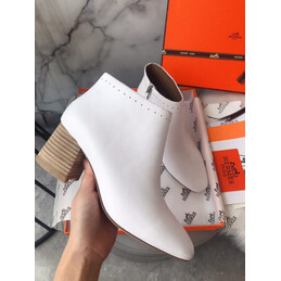 Replica Hermes White Logo Print Ankle Boot