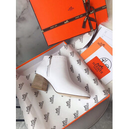 Replica Hermes White Logo Print Ankle Boot