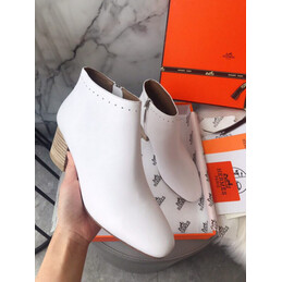 Replica Hermes White Logo Print Ankle Boot
