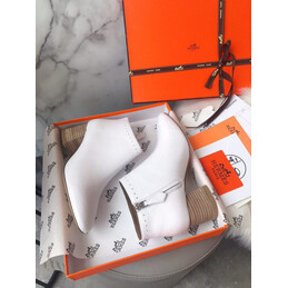 Replica Hermes White Logo Print Ankle Boot