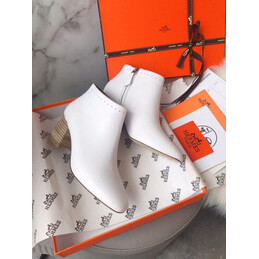 Replica Hermes White Logo Print Ankle Boot