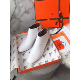Replica Hermes White Logo Print Ankle Boot