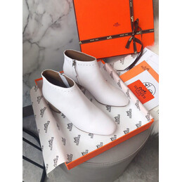 Replica Hermes White Logo Print Ankle Boot