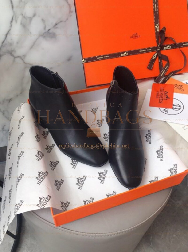 Replica Hermes Black Ankle Boot