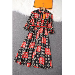 Replica Hermes Red Black Plaid Print Dress