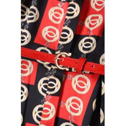 Replica Hermes Red Black Plaid Print Dress