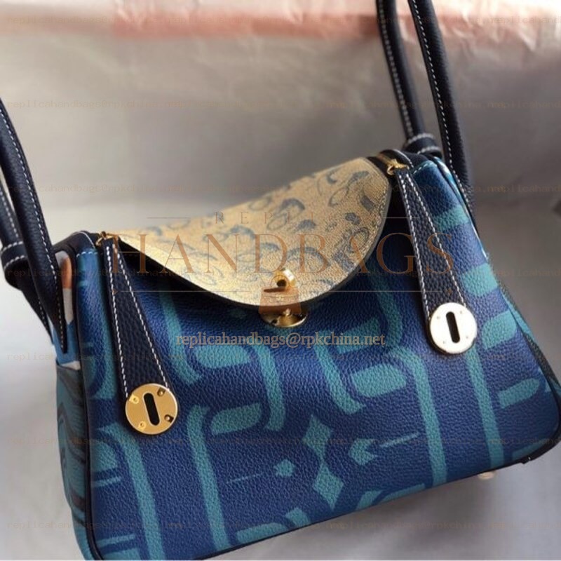 Replica Hermes Blue H Logo Lindy 26 Bag