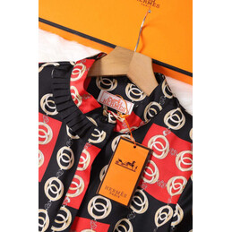 Replica Hermes Red Black Plaid Print Dress