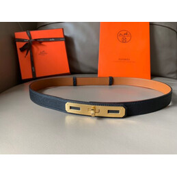 Hermes replica Navy and Camel Kelly Buckle Reversible Leather Belt