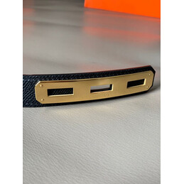 Hermes replica Navy and Camel Kelly Buckle Reversible Leather Belt