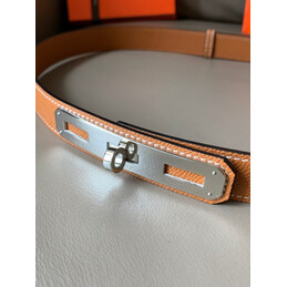Hermes replica Tan Orange Kelly Buckle Reversible Leather Belt
