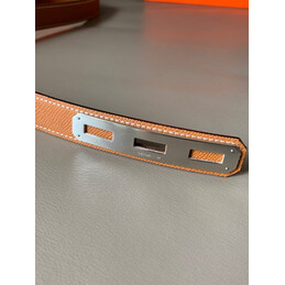 Hermes replica Tan Orange Kelly Buckle Reversible Leather Belt