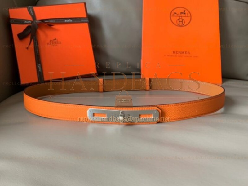 Hermes replica Orange Kelly Buckle Reversible Leather Belt