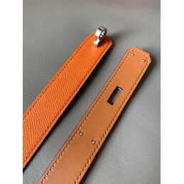 Hermes replica Orange Kelly Buckle Reversible Leather Belt
