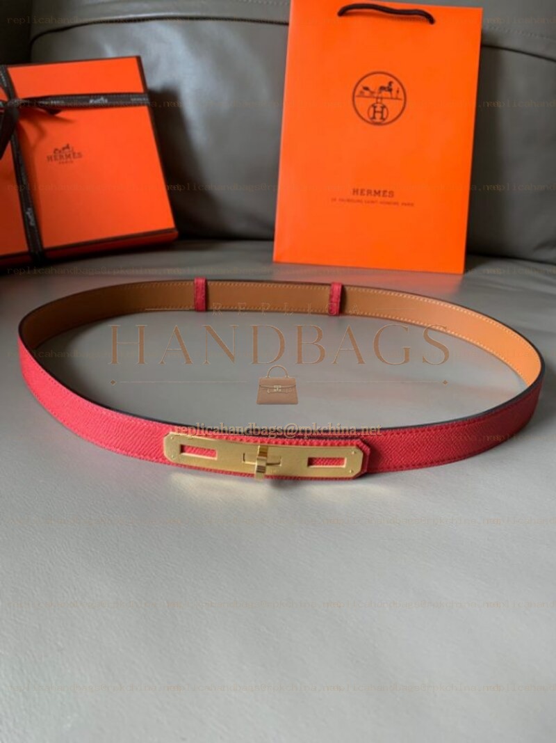 Hermes replica Red Kelly Buckle Reversible Leather Belt