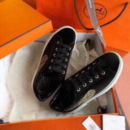 Replica Hermes Black Embroidered Wing Sneaker