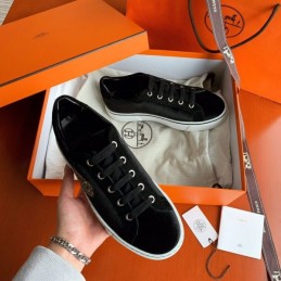 Replica Hermes Black Embroidered Wing Sneaker
