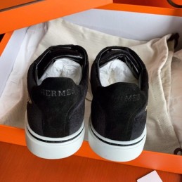 Replica Hermes Black Embroidered Wing Sneaker