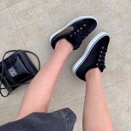 Replica Hermes Black Embroidered Wing Sneaker