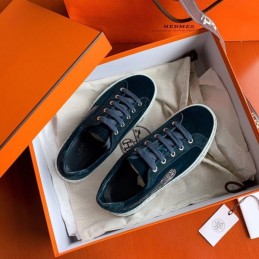 Replica Hermes Navy Embroidered Wing Sneaker