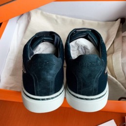 Replica Hermes Navy Embroidered Wing Sneaker