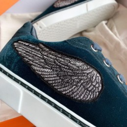 Replica Hermes Navy Embroidered Wing Sneaker