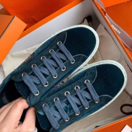 Replica Hermes Navy Embroidered Wing Sneaker